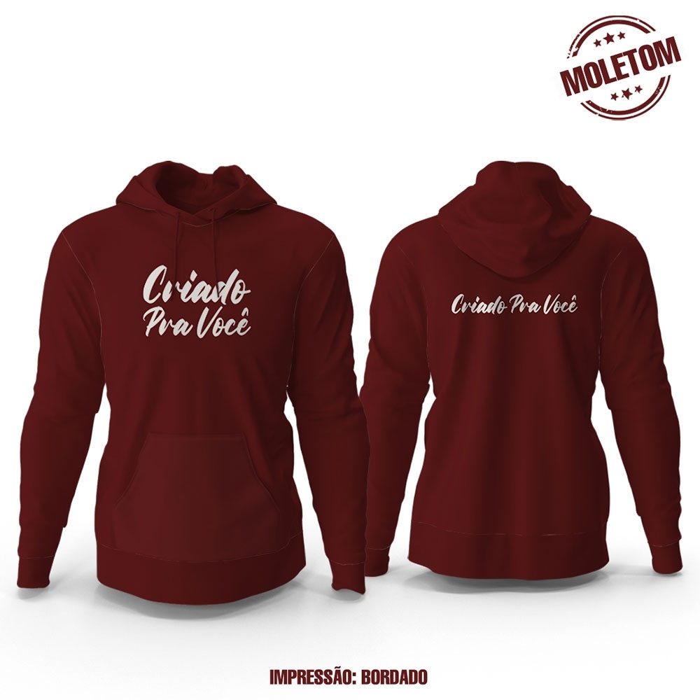 Moleton Canguru Cor Única com 1 Logo Bordado Frontal